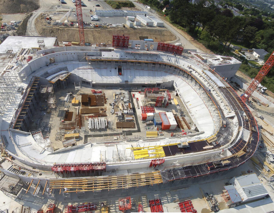 vue aérienne du chantier de construction Aréna 