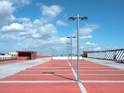 Vue du dernier niveau du Parking relais Tramway au Mans 